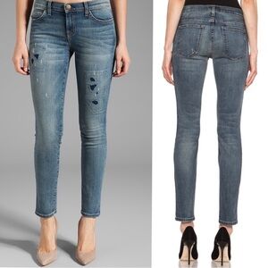 Current/Elliott Distressed Ripped Pixie Patch Skinny Ankle Jeans